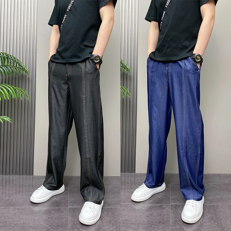 2025年夏季薄款潮牌青年男士水洗宽松休闲直筒时尚简约阔腿长裤子