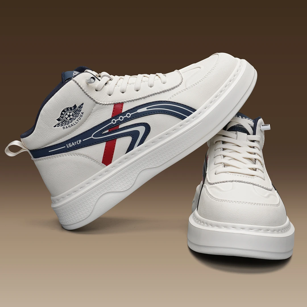 男鞋秋冬2025新款高帮鞋潮鞋子厚底增高白色冬季加绒保暖休闲板鞋