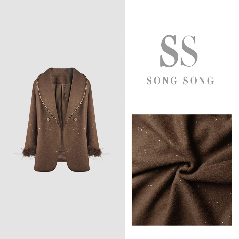 SONG-【摩登回响】原创冬款鸵鸟毛羊毛重工时尚百搭轻奢设计款外套