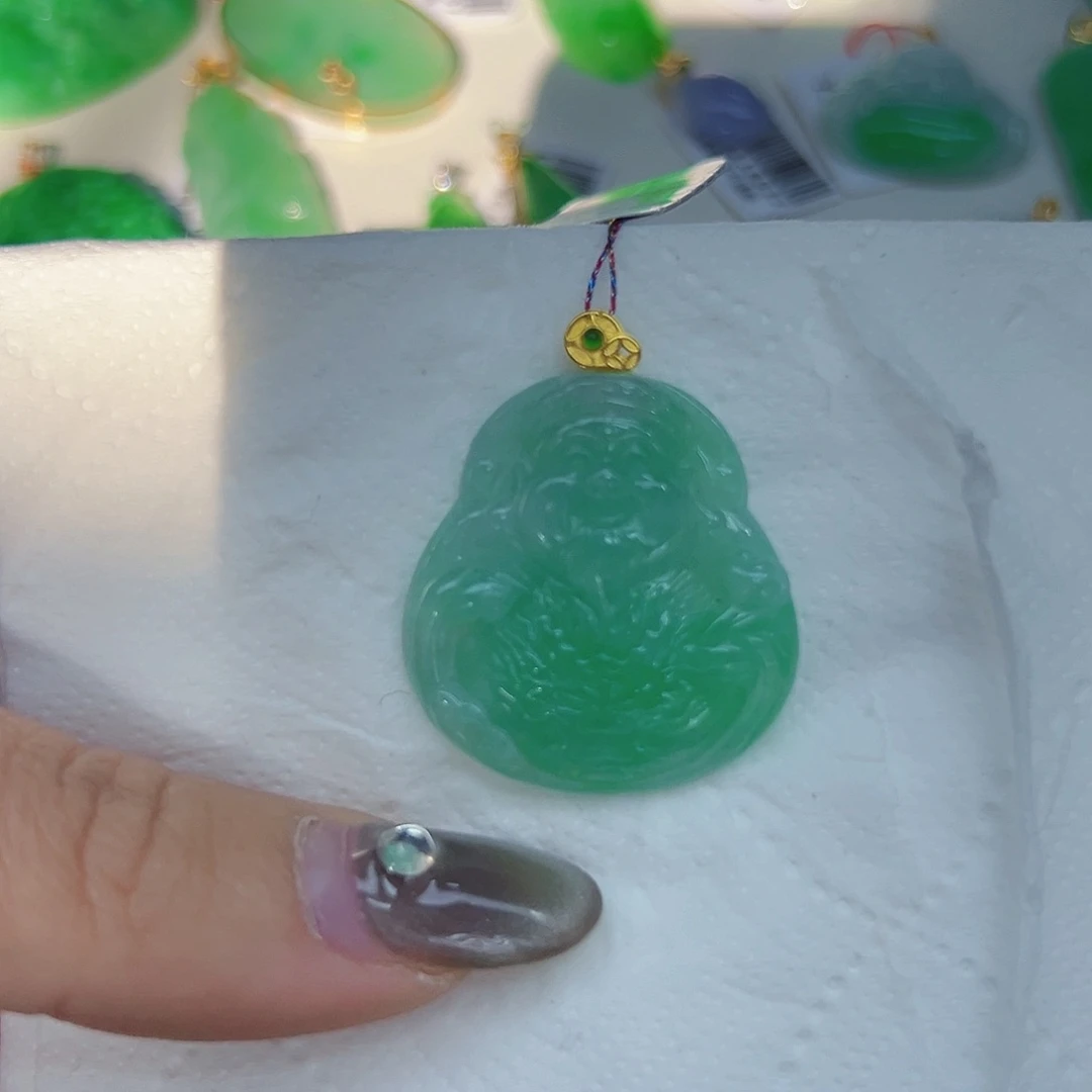 翡翠颈饰18K金镶嵌天然Ａ货翡翠