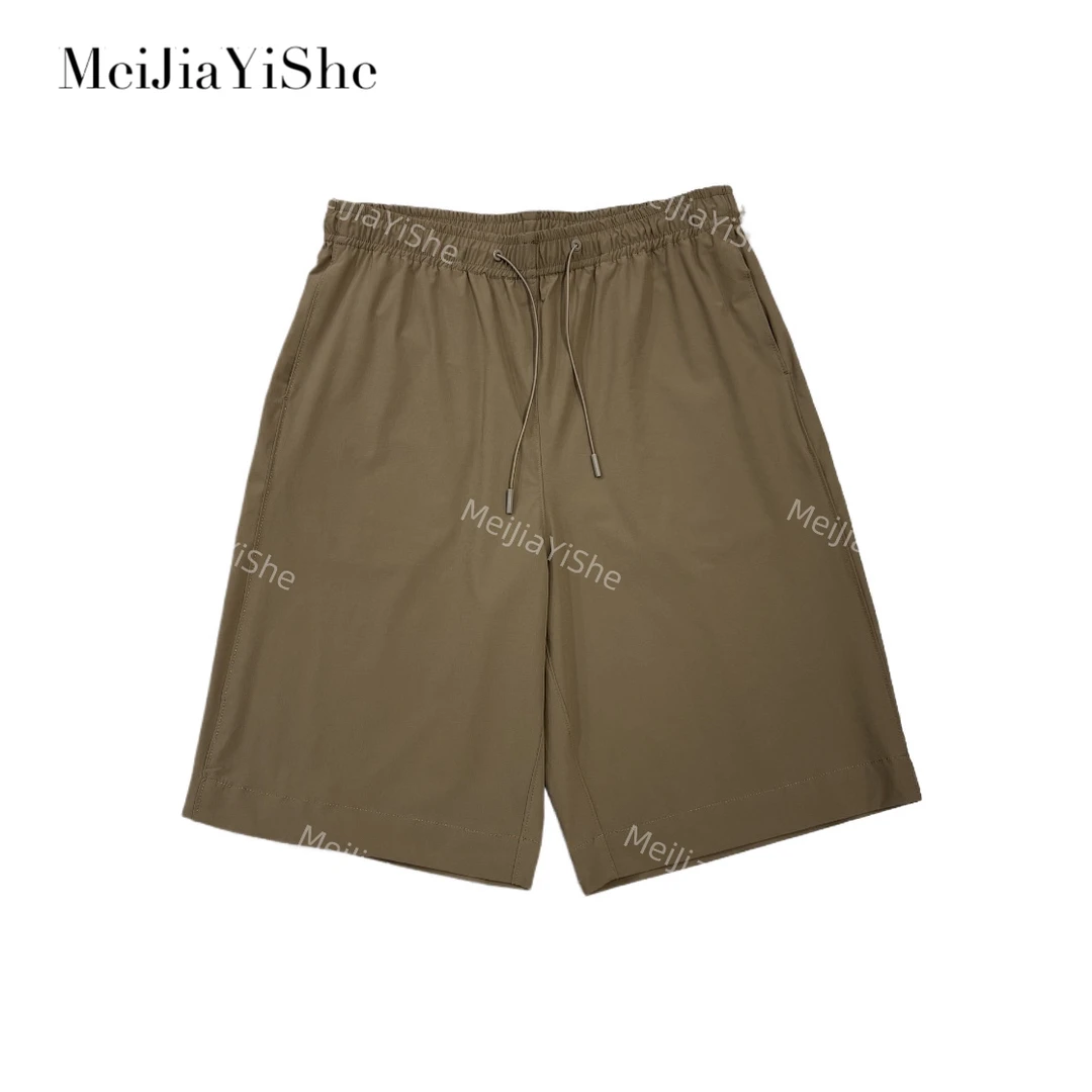 梅家2025新款简约纯色宽松休闲中裤