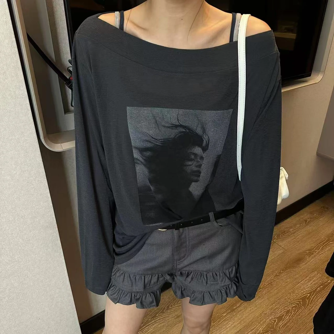 【一个亦】印花图案一字肩防晒YEE/4309