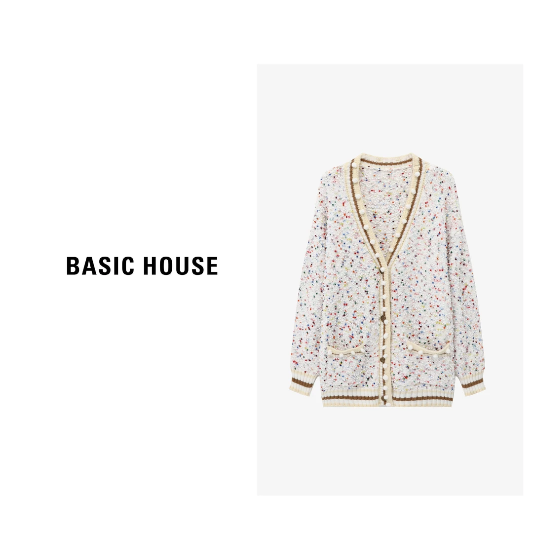 【芋总专享】Basic House/百家好新款落肩开衫显瘦毛衣-B06245C3382