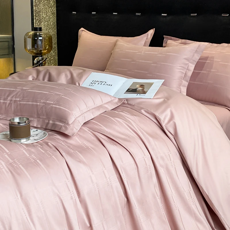 QCA类全棉水洗棉提花四件套100纯棉被罩床单简约床上用品