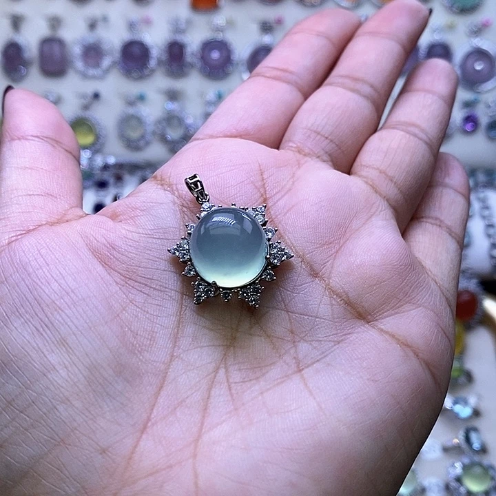 岫玉银S925镶嵌颈饰