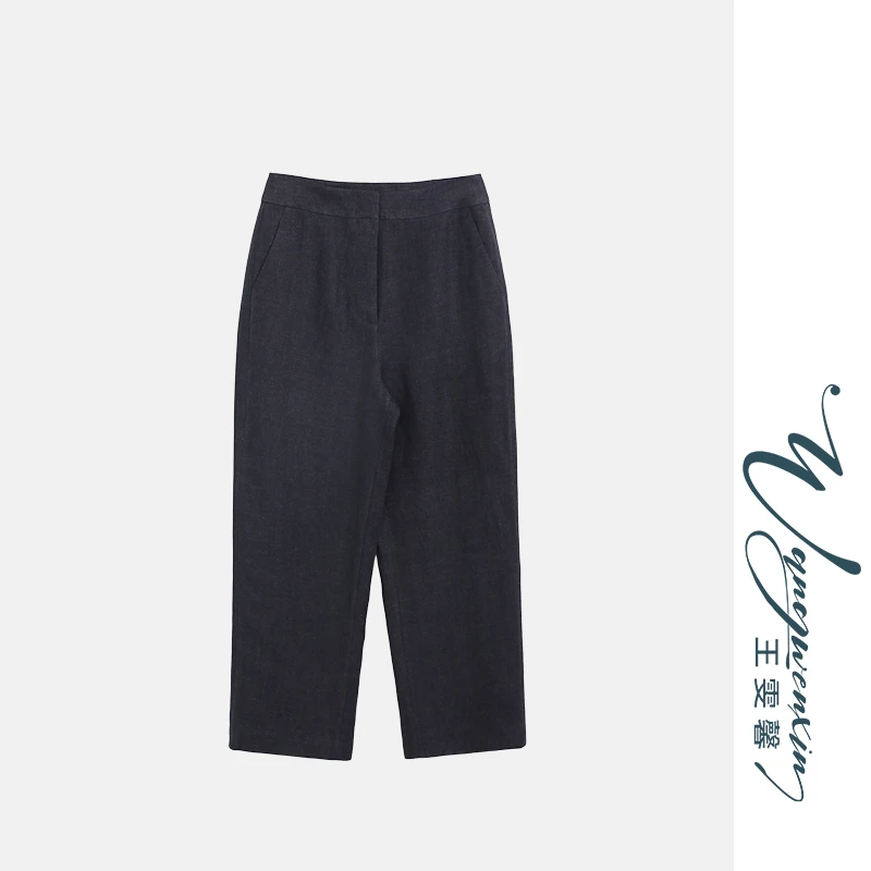 【王雯馨】“天选意奢”日系老钱风 立裁色织软亚麻 松弛显瘦休闲裤