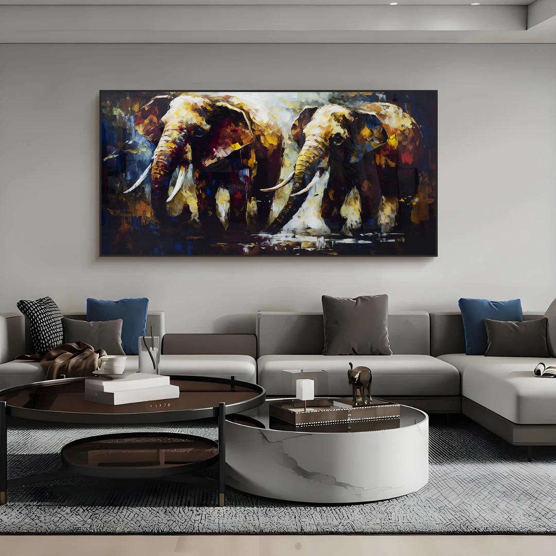益师傅户玄关装饰画现代轻奢客厅沙发挂画高档客厅壁画大象100200