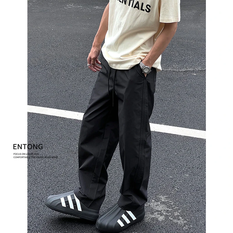 Entong美式潮牌复古解构宽松户外机能速干休闲裤男生街头直筒裤子