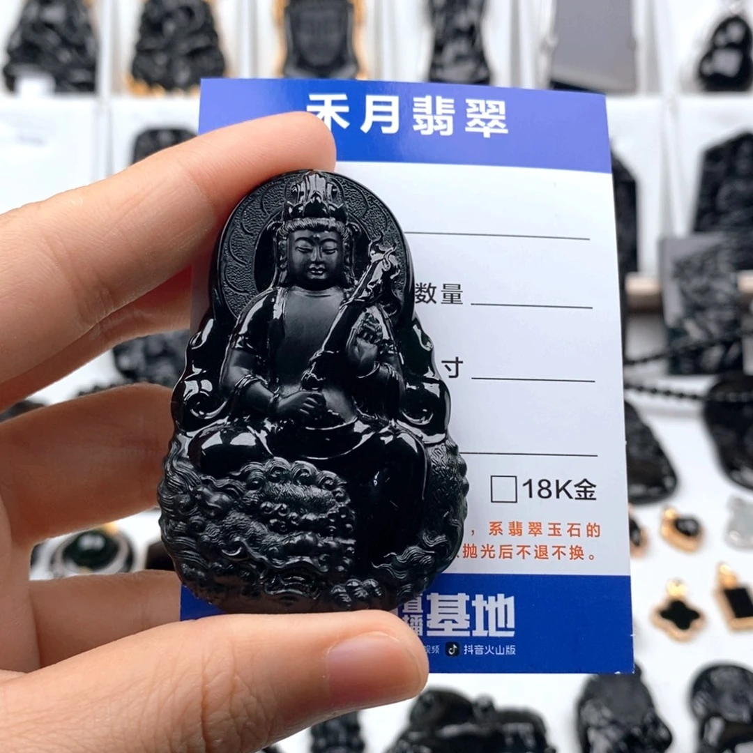 颈饰未镶嵌翡翠封**胥文殊菩萨
