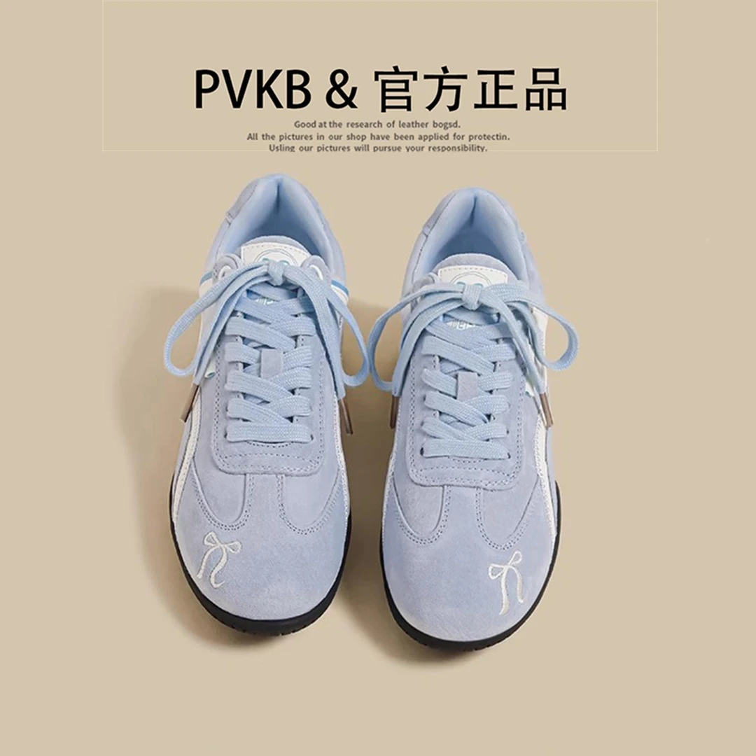 AYGA 蓝色德训鞋女2025新款百搭平底网红超火休闲阿甘运动老爹鞋