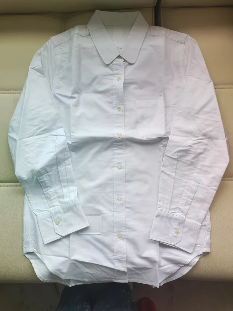 A066-A067 竖条纹翻领长袖衬衣女