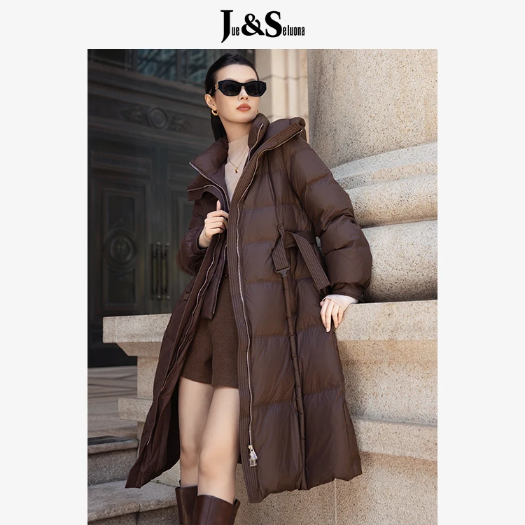 Jue&Seluona11254035咖色羽绒服
