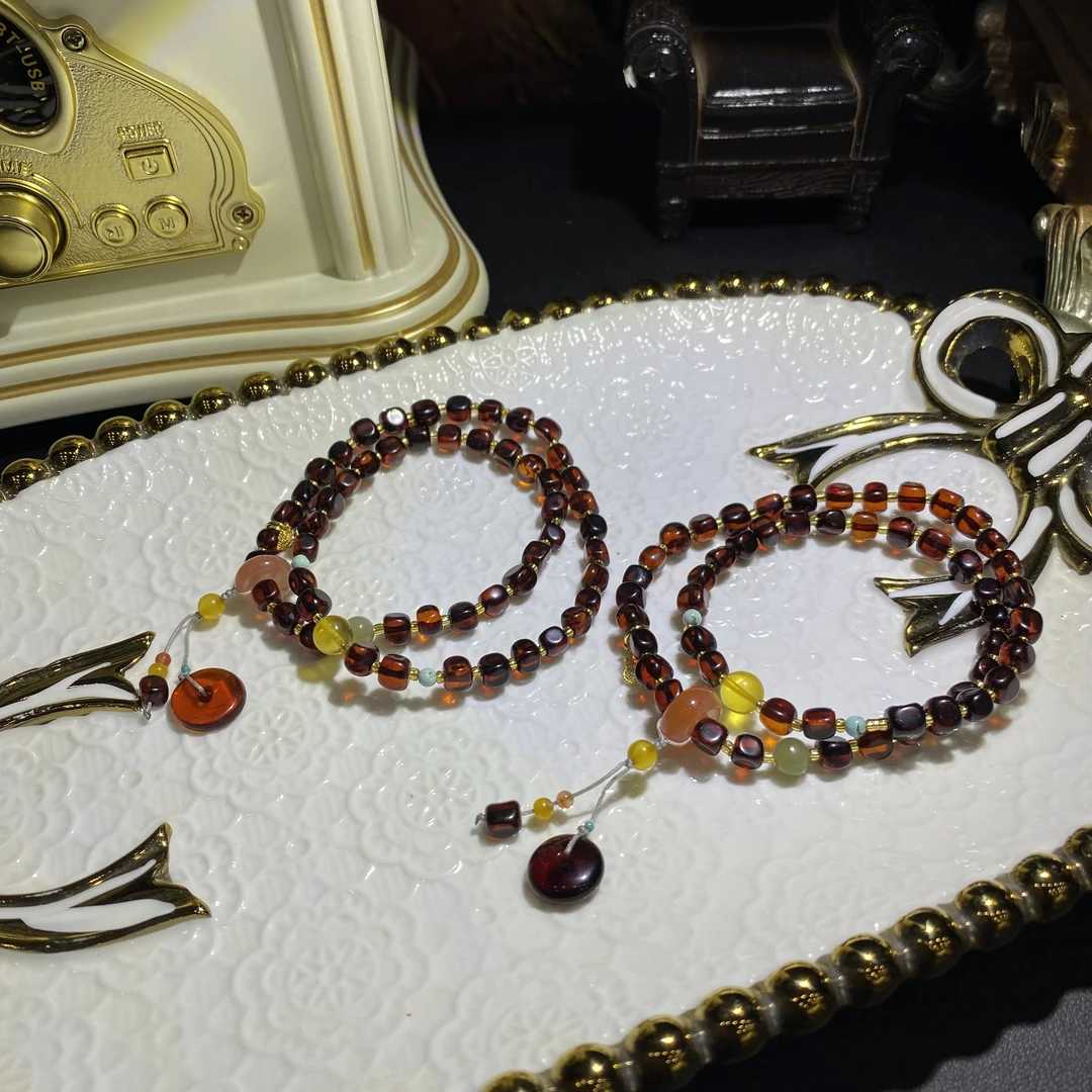 X657-天然血珀手串双圈设计款-多样性发其一