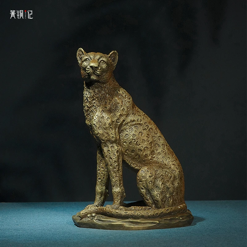 箐铜记《金钱豹》铜摆件家居装饰品客厅玄关办公室送朋友礼品招财