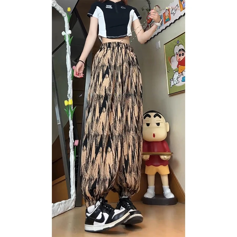 新中式国风冰丝裤子男夏季薄款设计感束脚灯笼裤宽松阔腿休闲裤子