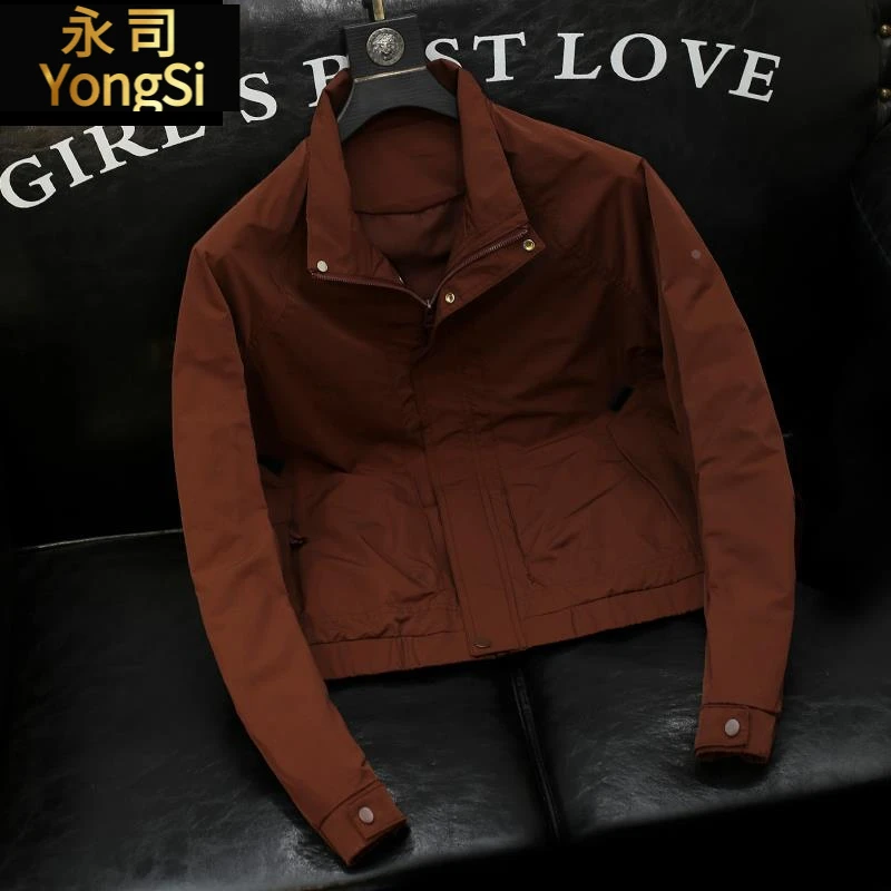 立领夹克男士纯色休闲简约外套设计感2025春春秋新款复古痞帅外衣