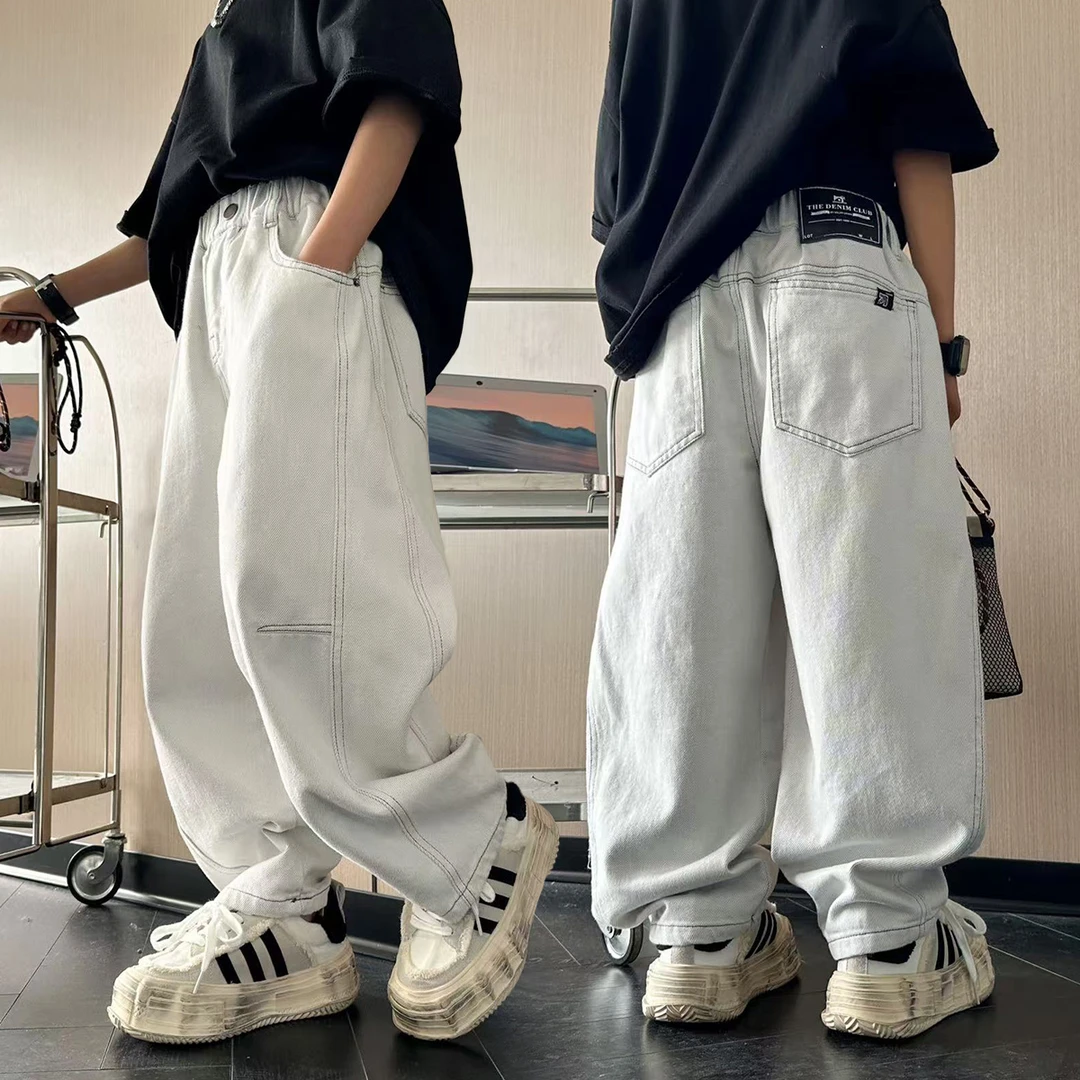 男童牛仔裤春秋2025新款网红大童浅色休闲裤春季儿童百搭裤子潮酷