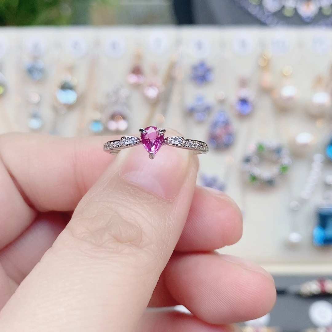 戒指红宝石银S925镶嵌