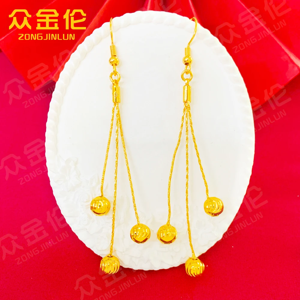 众金伦 铜合金耳饰 精美气质款【三线流苏珠珠耳钩】