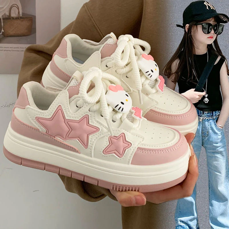 女童运动鞋2025春夏季新款卡通KT猫软底防滑儿童学生休闲耐磨板鞋