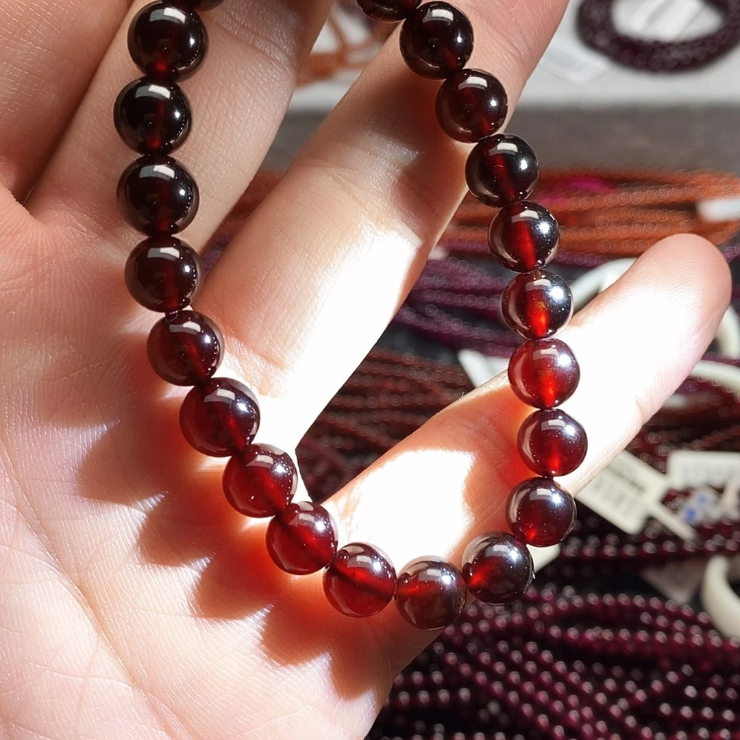 石榴石手链未镶嵌8mm酒红
