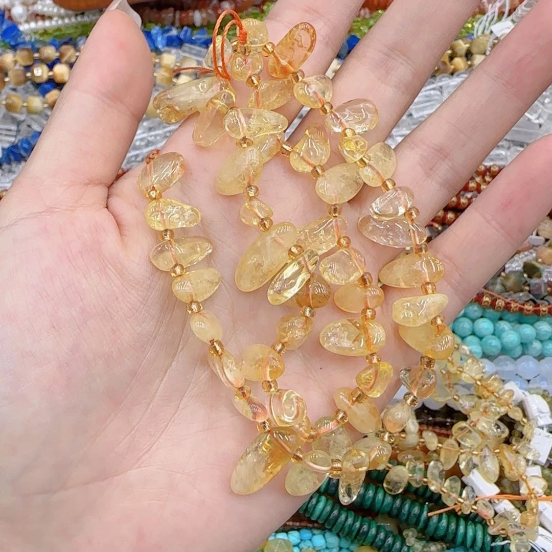 玛瑙/玉髓珠宝半成品未镶嵌天然黄水晶一条
