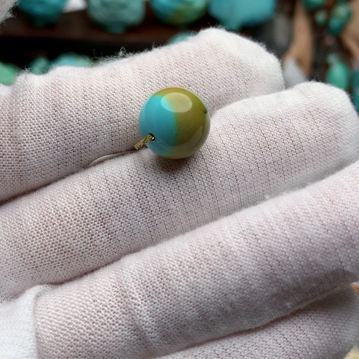 绿松石未镶嵌珠宝奇石圆珠12mm