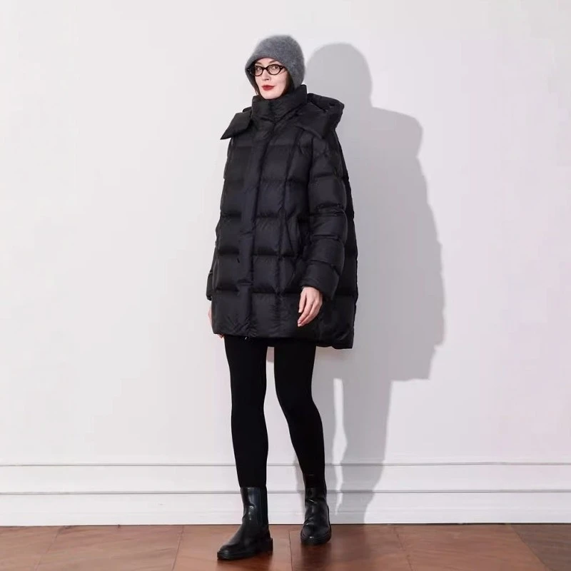 加大码女装胖MM2025冬高冲绒狮头白绒时尚羽绒巨保暖防寒推荐