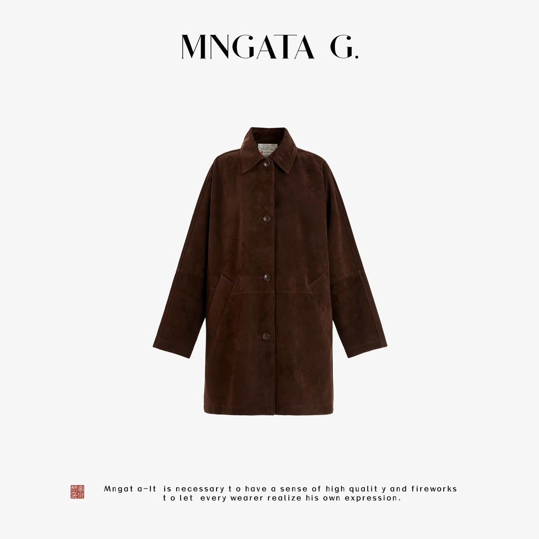 MNGATA G.宫小妍【混血羊皮·诗茶】秋冬新中式皮毛一体外套5071585