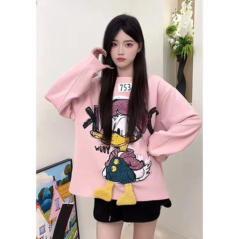 （752/753）y2025新款秋冬卡通卫衣女长袖ins韩版印花宽松显瘦上衣