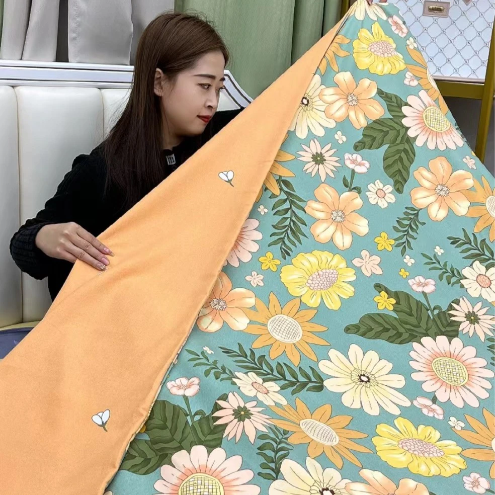 高端精品加厚亲肤棉被四件套（花仙子）绿色2