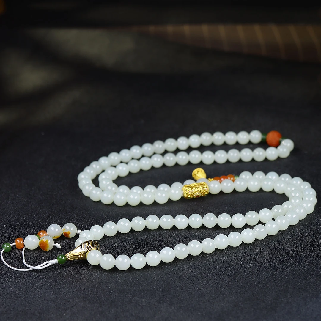 112815和田玉圆珠项链