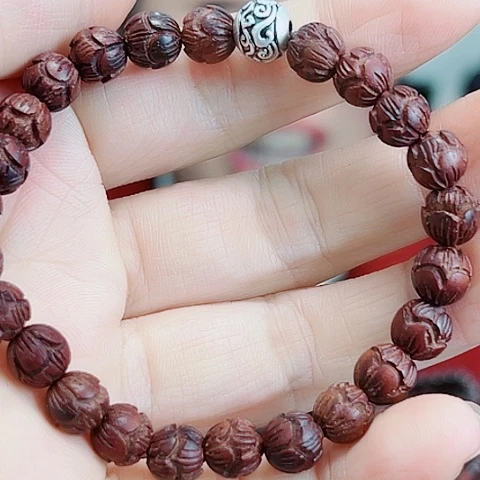 檀香紫檀（小叶紫檀）莲花珠单圈加配珠