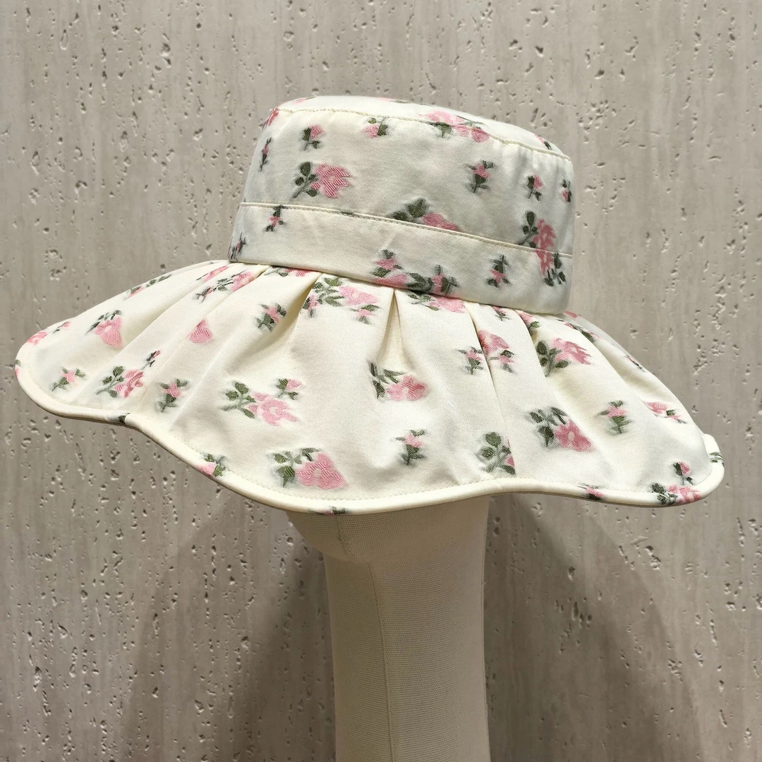 韩版夏季旅游百搭碎花渔夫帽女大帽檐防晒帽可爱甜美遮阳帽新帽子