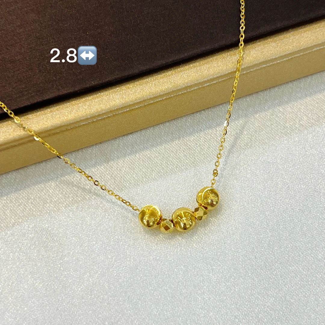 足金999猫眼转运珠蹦迪转运珠黄金项链女款轻奢饰品复古