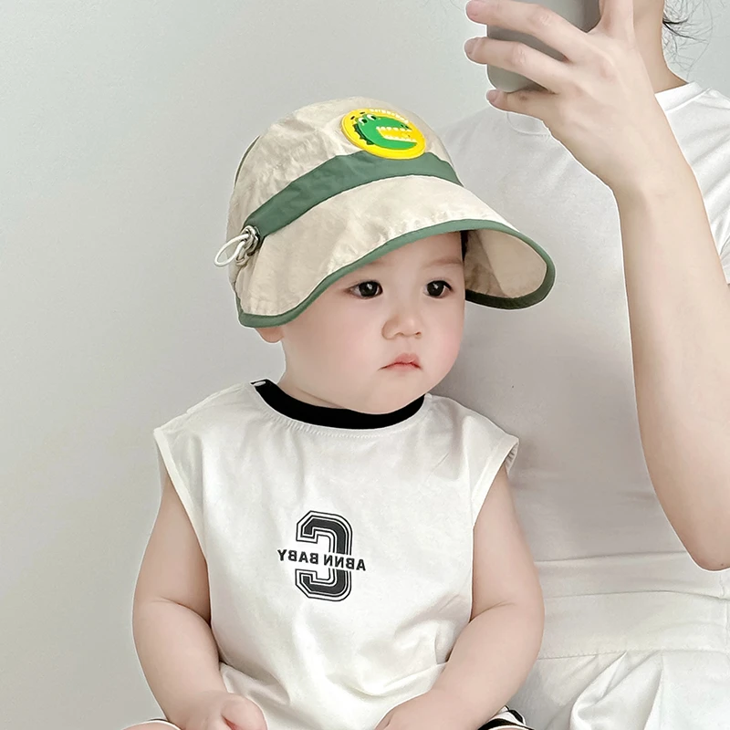 儿童遮阳帽子春夏季薄款速干大帽檐鸭舌帽男女宝宝可爱防晒棒球帽