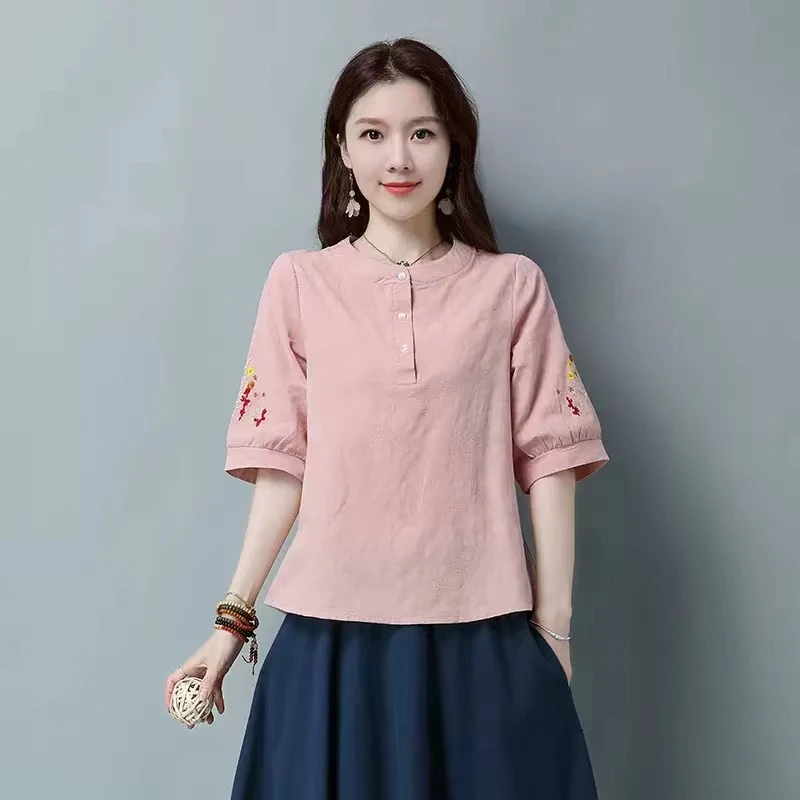 【当天发+退换包邮】夏季复古棉麻茶服禅意汉服改良中国风上衣435