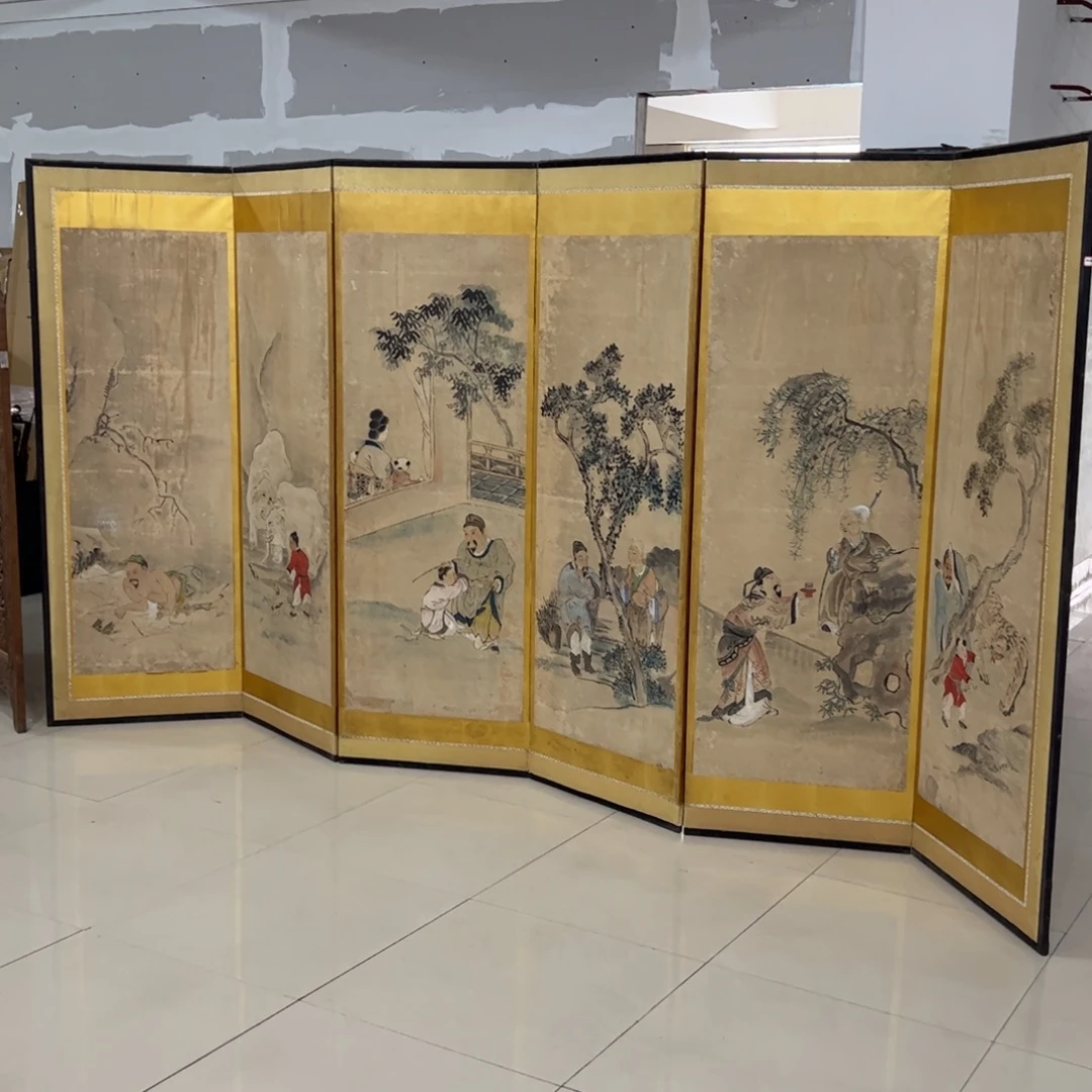 绘画人物屏风框画茶空间设计