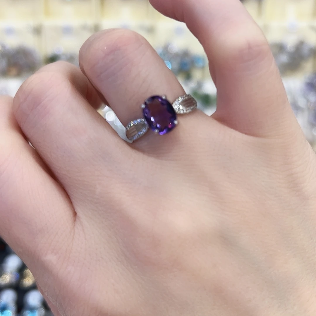 戒指烟晶银S925镶嵌