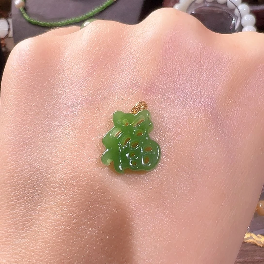 和田玉颈饰18K金镶嵌