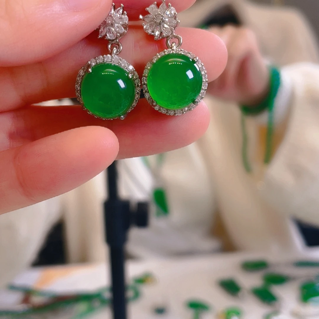 玛瑙/玉髓合金耳钉