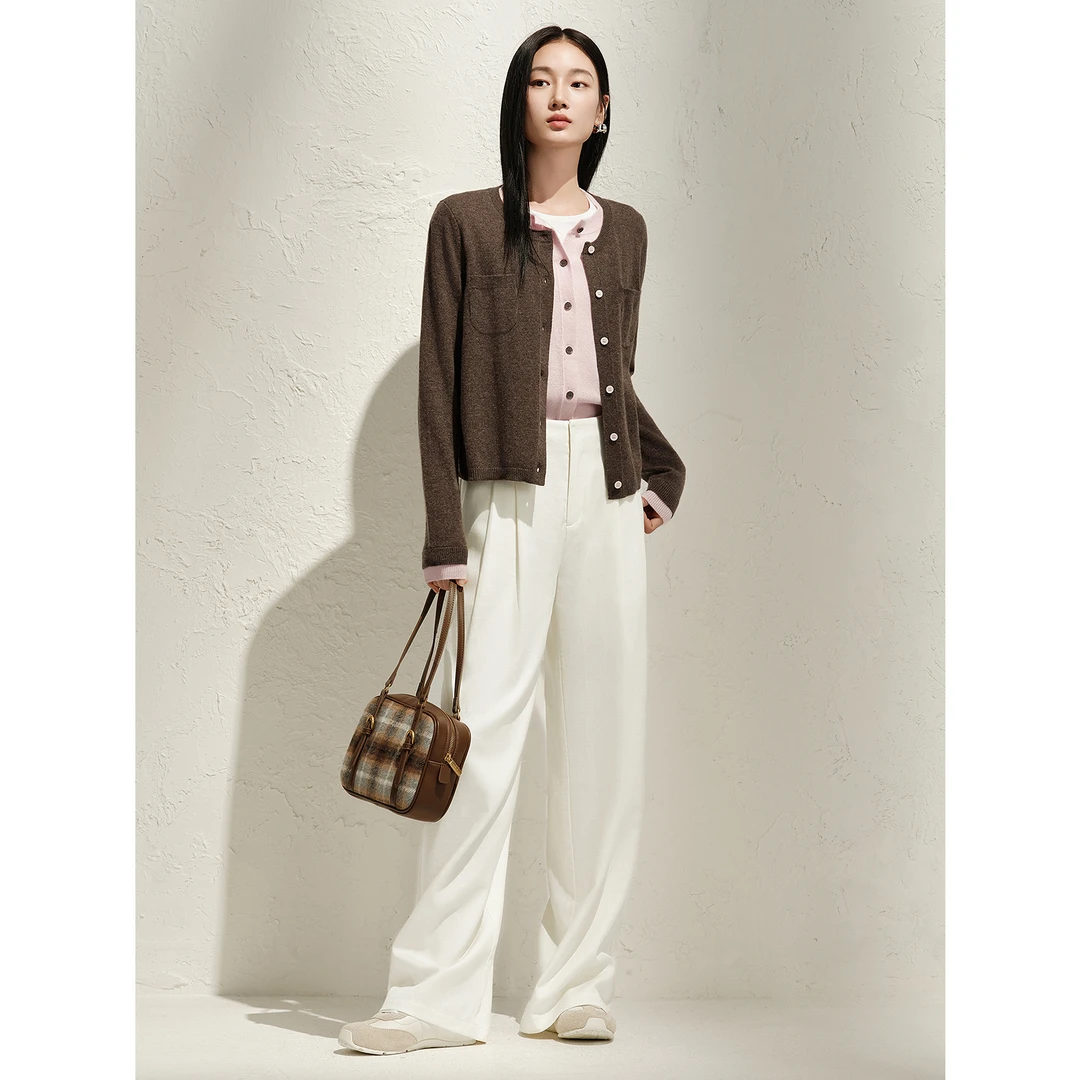 【小余专属】玖姿·安娜蔻KWFC30618知识分子100羊毛假两件针织衫女