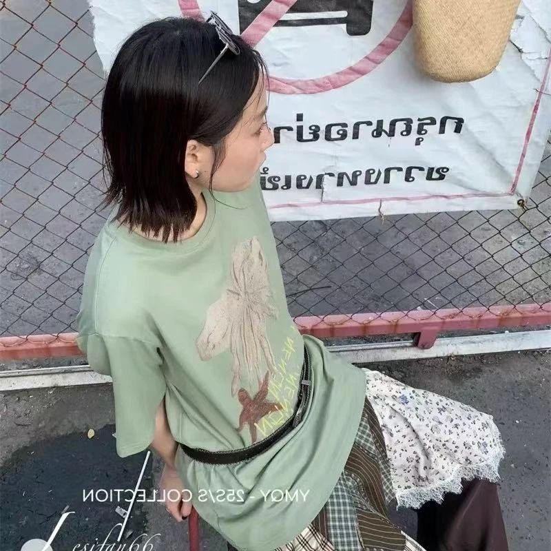 zhuse蝴蝶印花短袖097