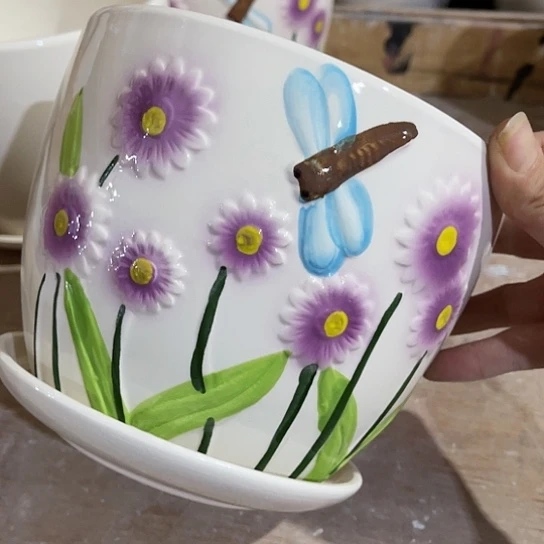 多肉绿植陶瓷花盆9.9包邮，有孔