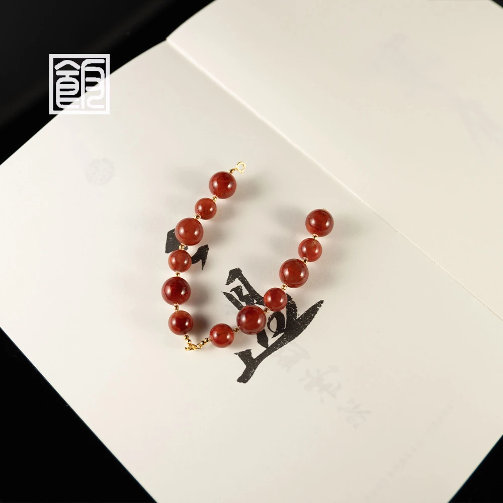 【落影】饭饭珠宝 18k金南红百搭手串（天然珠宝多样性发）