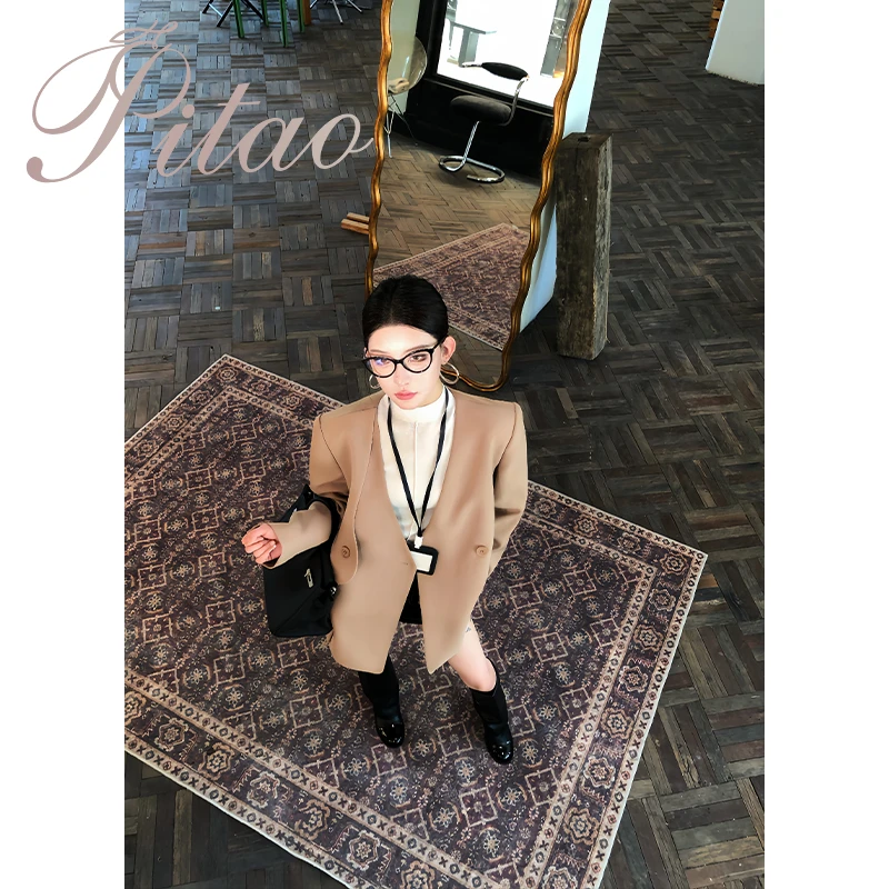 杜屁屁桃PITAO原创【凯旋门】秋季新品女轻奢简约长袖西装气质上衣