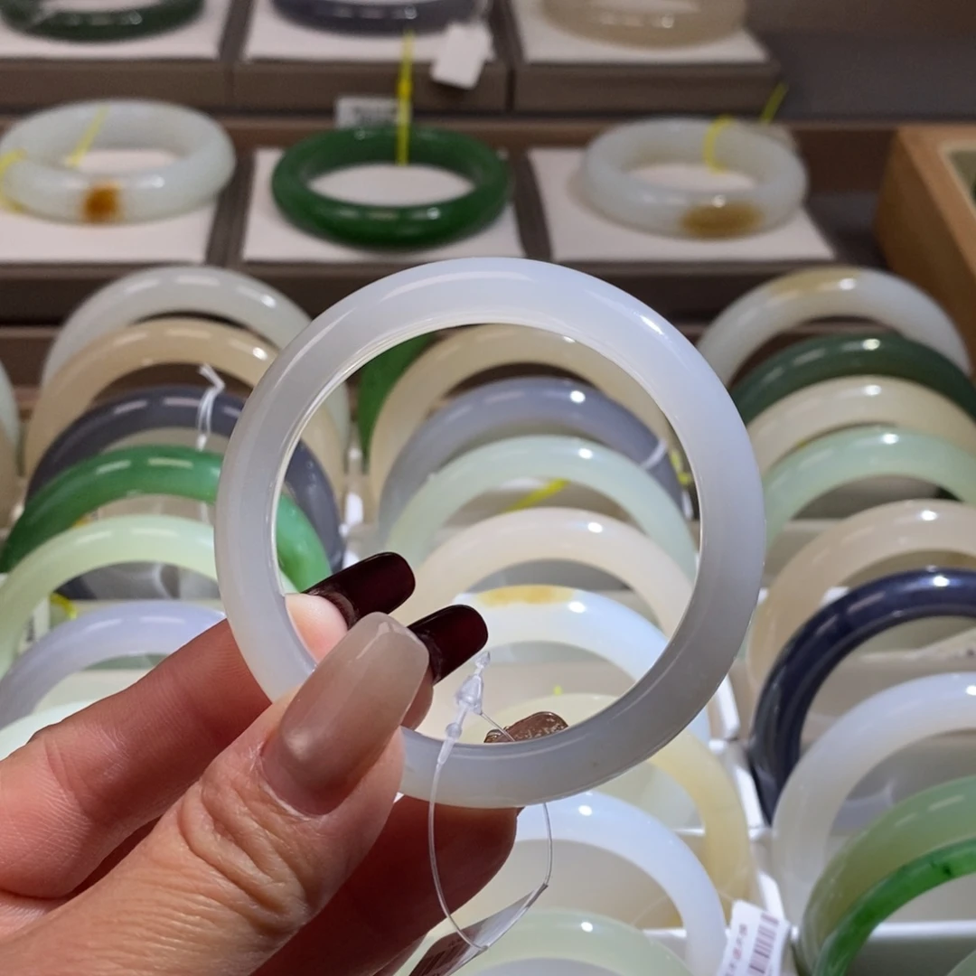 和田玉手镯未镶嵌浅烟紫仙紫52.53