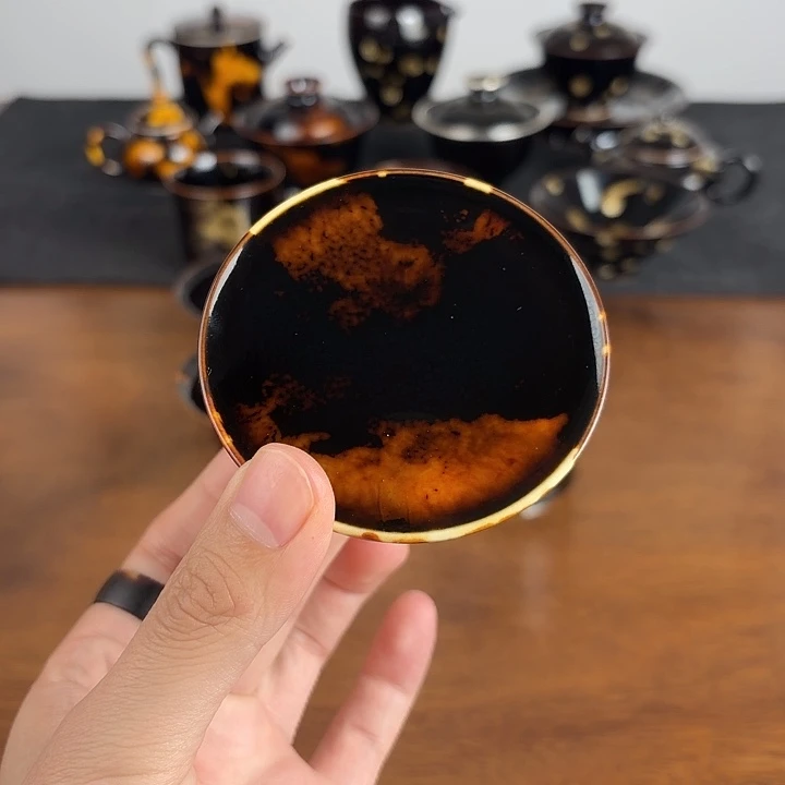 瓷玳瑁釉高足盖置