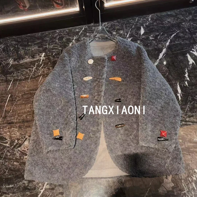 订单出 多色彩扣颗粒毛毛外套