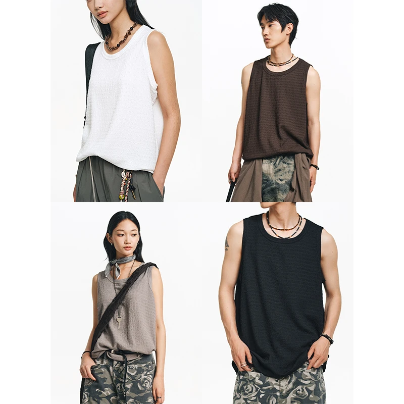 LIMPIDOCULUS 四色高弹透气肌理坑条TANK背心